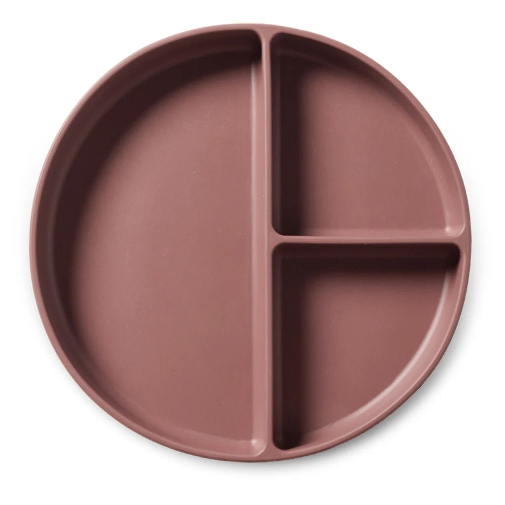 Farfurie compartimentată din silicon – Mingo, Mahogany