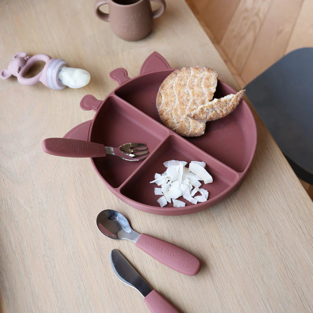 Farfurie compartimentată din silicon – Orla, Mahogany