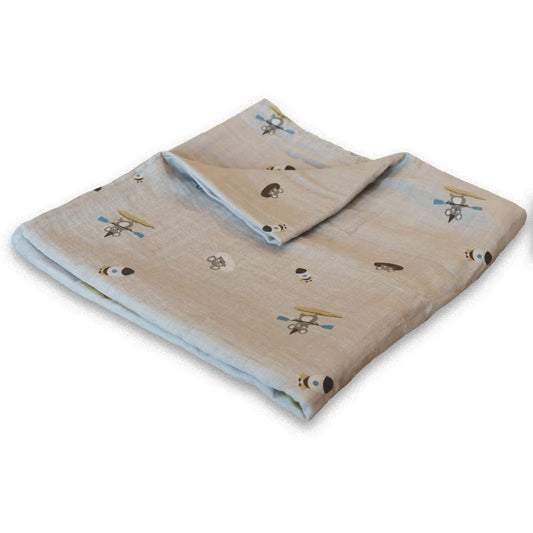 Muselină din bumbac organic – Minnie, Beige Surfer