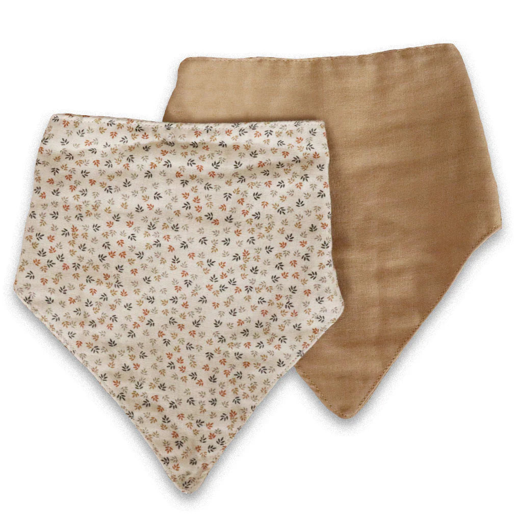 Set bavete din muselină – Villads, 2 bucăți, Mix Leaf/Iced Coffee