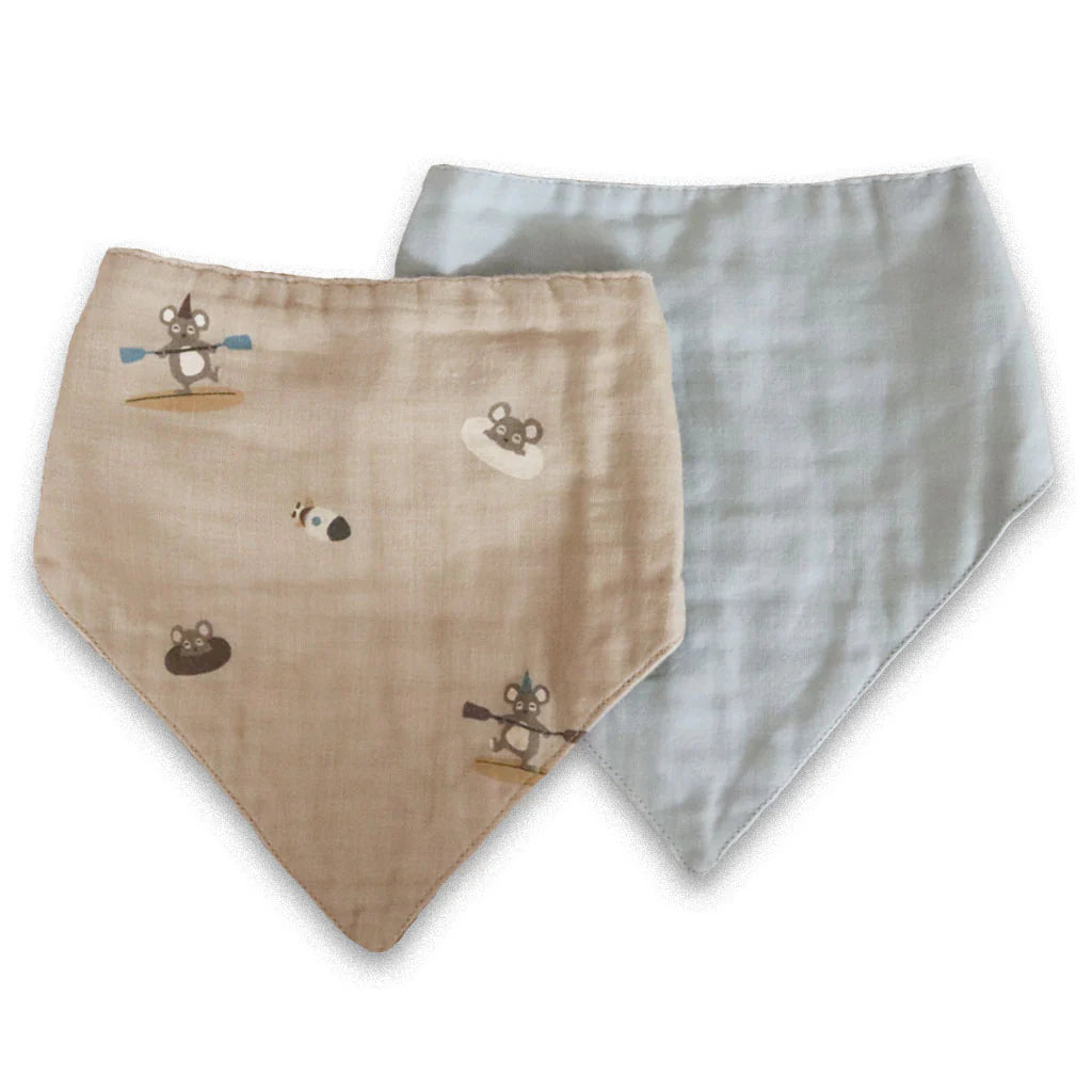 Set bavete din muselină – Villads, 2 bucăți, Surfer/Dusty Blue