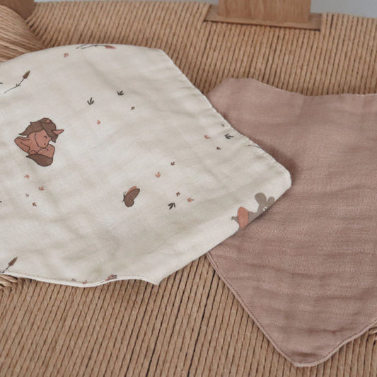 Set bavete din muselină – Villads, 2 bucăți, Unicorn/Rose Dust